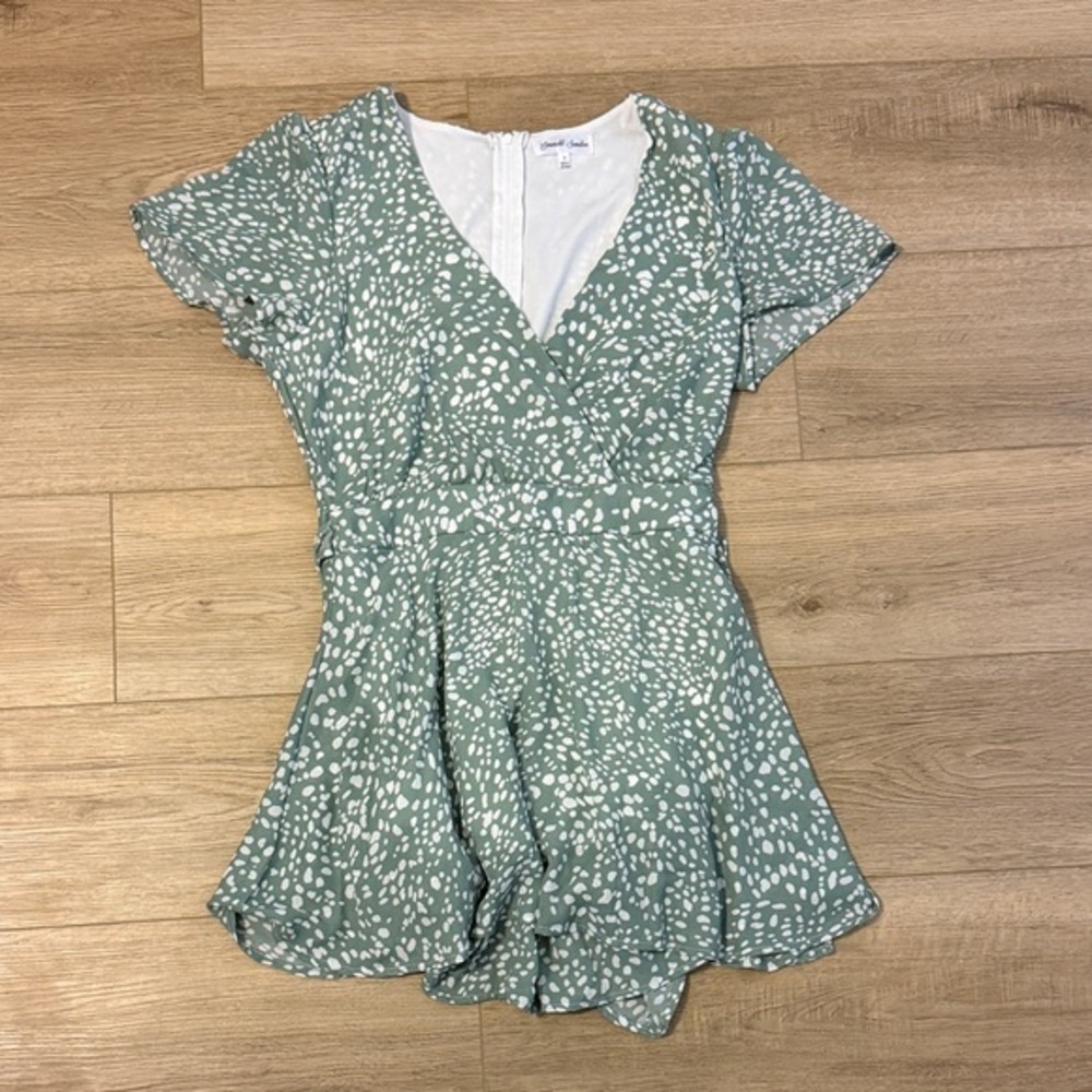 Green and White Patterned dress